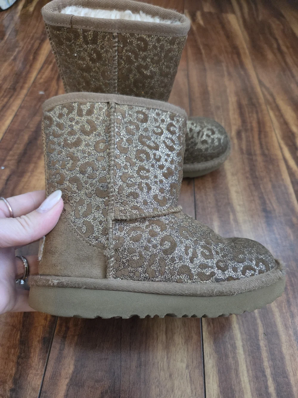 UGG Kids Brown Gold Leopard Print Classic Boot